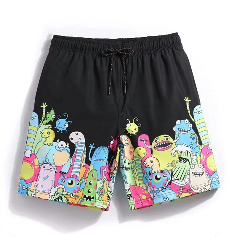 Уникальный стиль сублимационный принт Мягкие микро растягивающиеся пляжные шорты для серфинга
