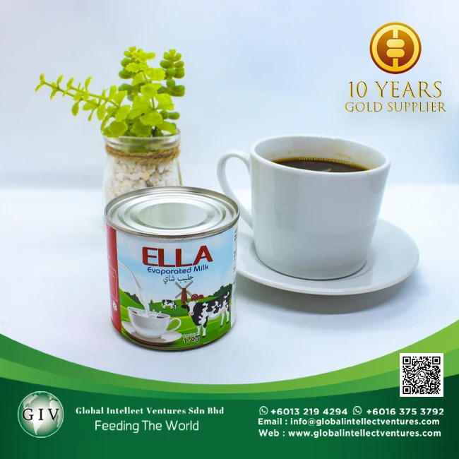 ELLA Full Cream Evaporated milk with 2% protein for Coffee/Tea and baking best products from Malaysia 390g,500g,1kg.