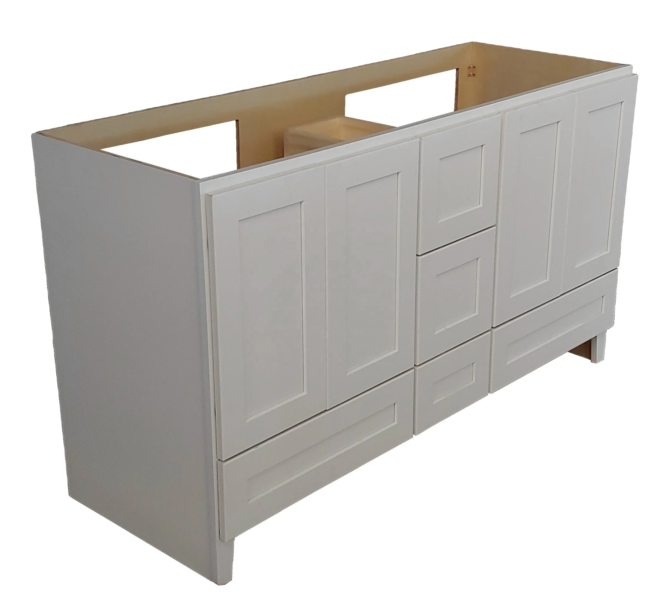 bathroom vanity without sink bowl and countertop