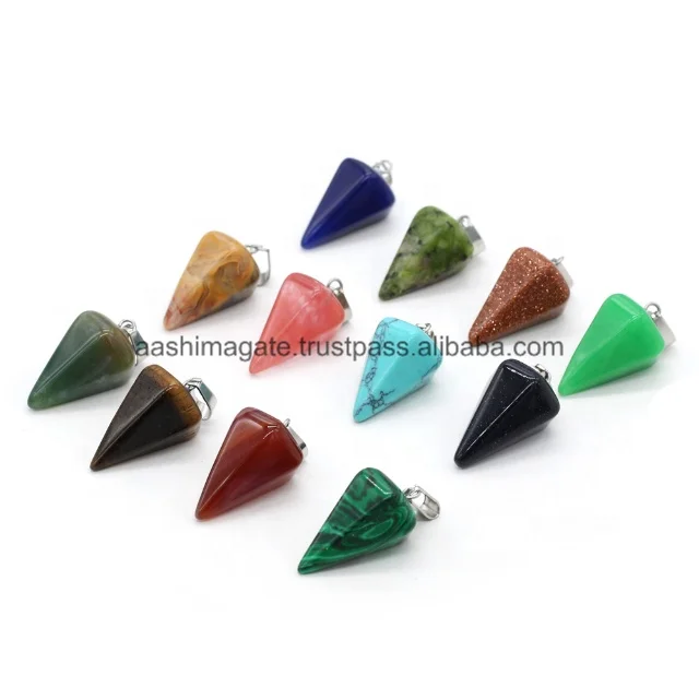 Semi-precious Stone Pendant High Quality Pendant Jewelry for Making DIY Necklace Accessories Multilateral Cone Fashion Natural