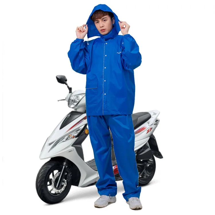 Fashion Waterproof PVC Coated Polyester Raincoat Rainproof Wind Breaker Motor Bike Rain Suit