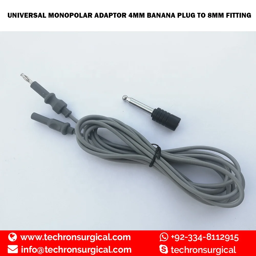Reusable Monopolar Adaptor 4mm Banana Plug to 8mm Bovie Plug