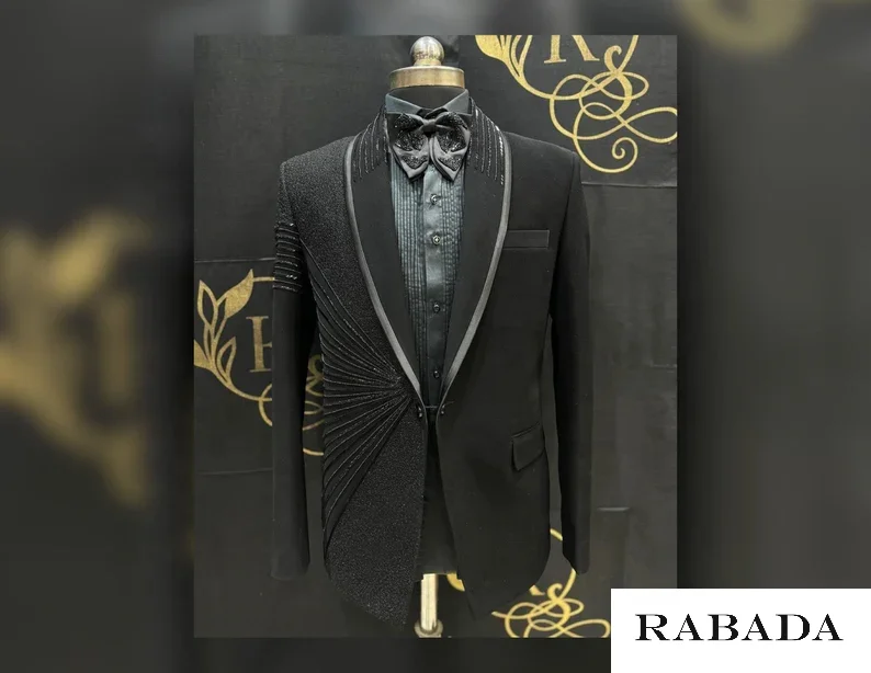 Black Designer hand embroidered tuxedo suit mens special suit Wedding Jodhpuri Indian Jacket Designer Jodhpuri Suit