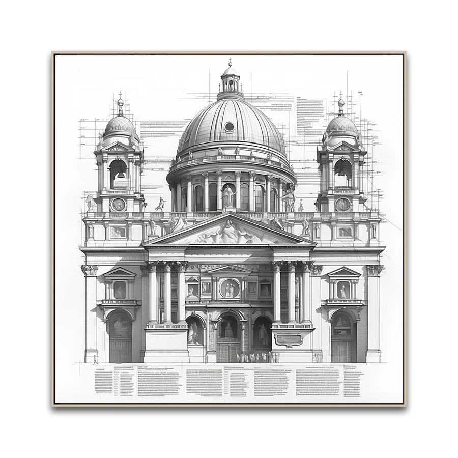 Wholesale Modern SOA Arts Hot Selling Line Drawing Arab Contractors Gothic Style Canvas Wall Art Prints For Large Projects