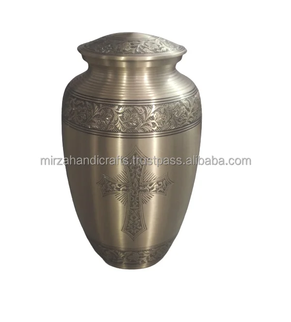 Classic Metal Christian cross Funeral Memorial Urn is Suitable for Home Display