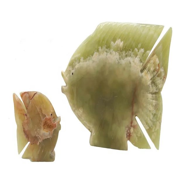 High Quality Green Onyx Fish Figurine Marble Stone Sculpture Carving Home Decoration and Gift Available in Wholesale Price