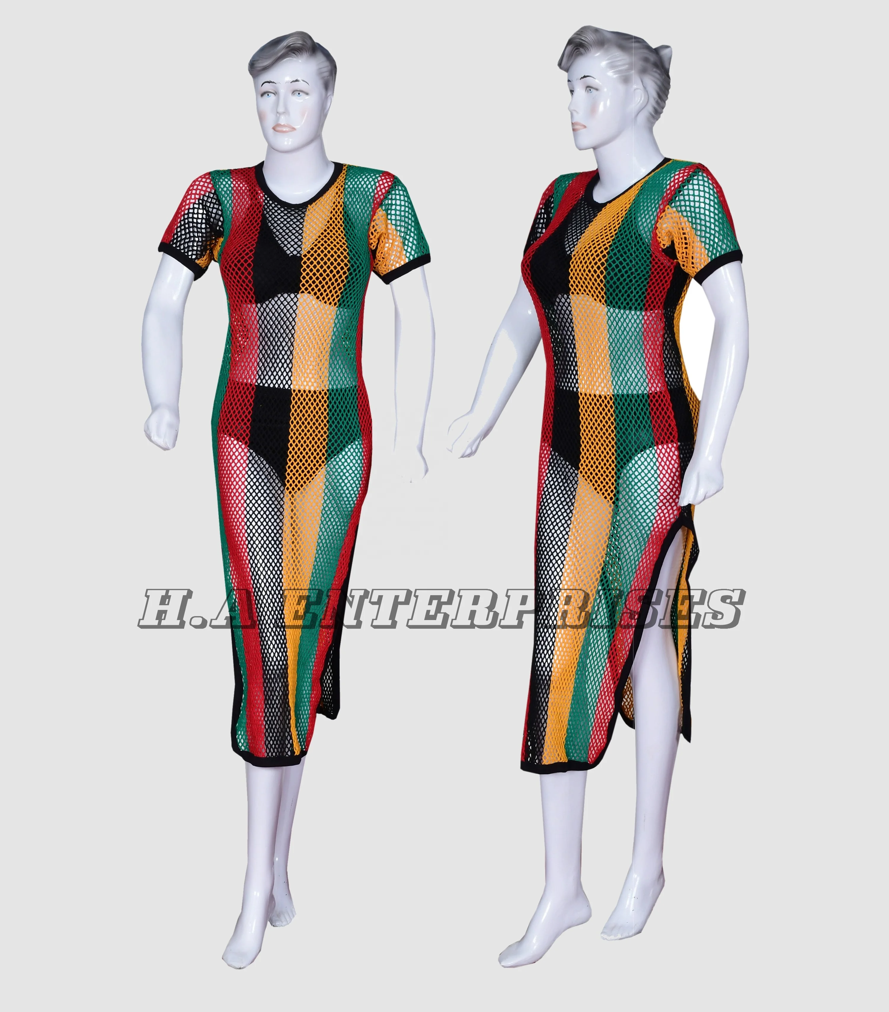 
 String Ladies Maxi 100% Cotton Mesh Fishnet Long Ladies dress, Rasta Caribbean Style Large Meshing Jamaica Trinidad, Womens Maxi  