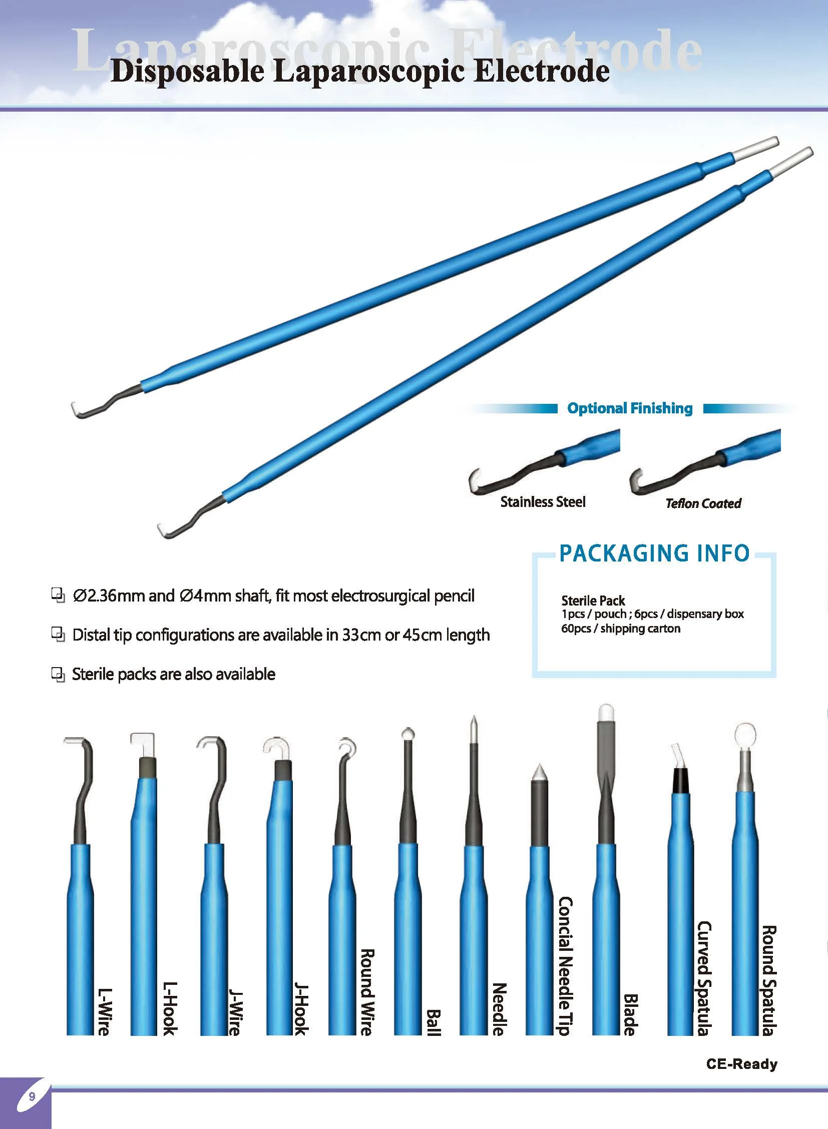 Laparoscopic Instruments Curved Spatula Laparoscopic Electrode