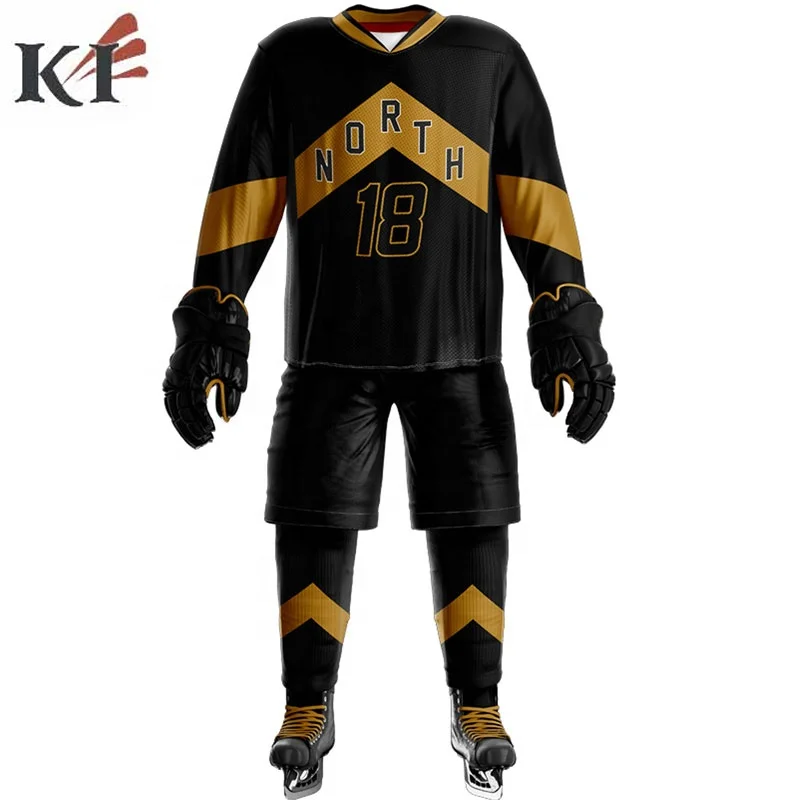Ice Hockey Shirts Custom Hockey Jersey Golden Sublimation Embroidery Unisex OEM Customized Anti Technics Logo Style Time Knights