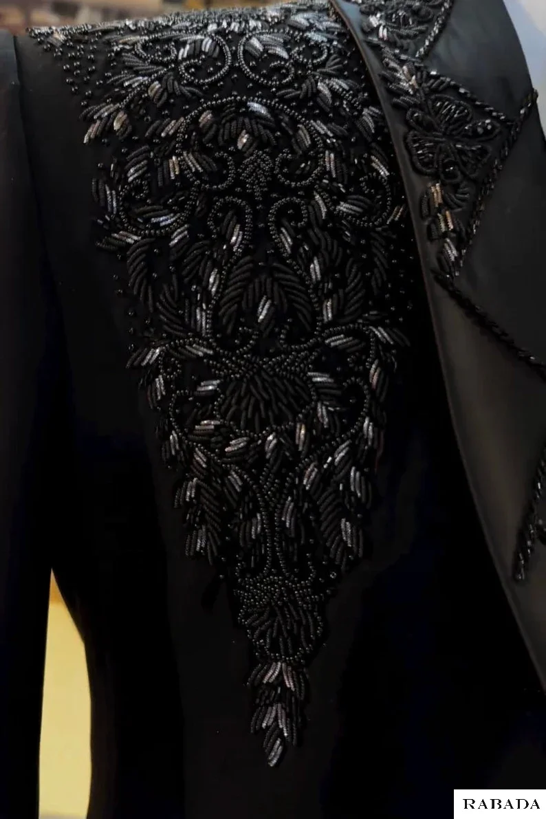 Black designer hand embroidered tuxedo, traditional groom black jodhpuri jacket, Wedding Jodhpuri Indian Jacket mens suit