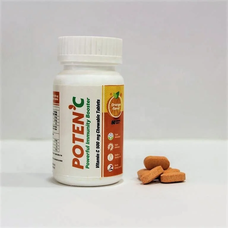 Vitamin c chewable tablets orange flavor immune system booster pills antioxidant boost energy healthy skin