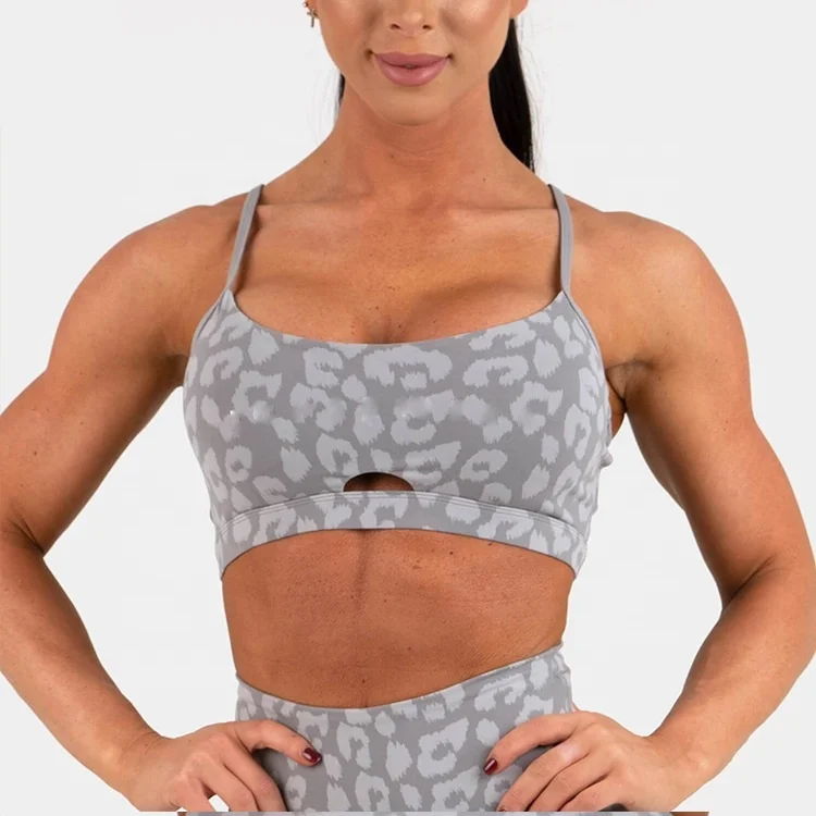 Punchin sports Custom Print Fully Lined Cross Over Adjustable Back Straps Gym Sports Top Bra For Women