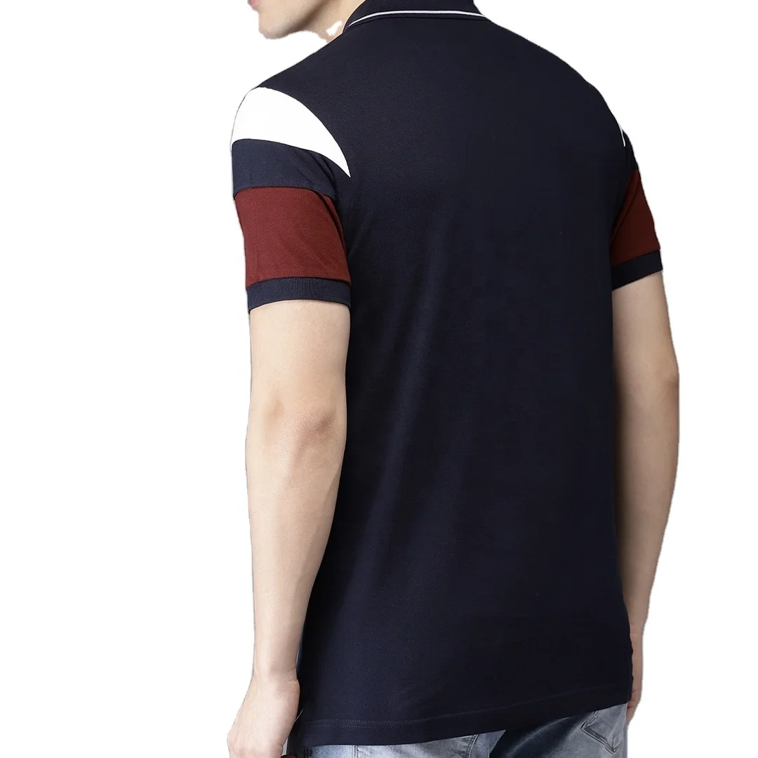 Mens Custom Cut Sew Polo T-shirt High Quality 100% Ring Spun Combed Cotton Double Color Casual Print Knitted Polo Neck Tshirts