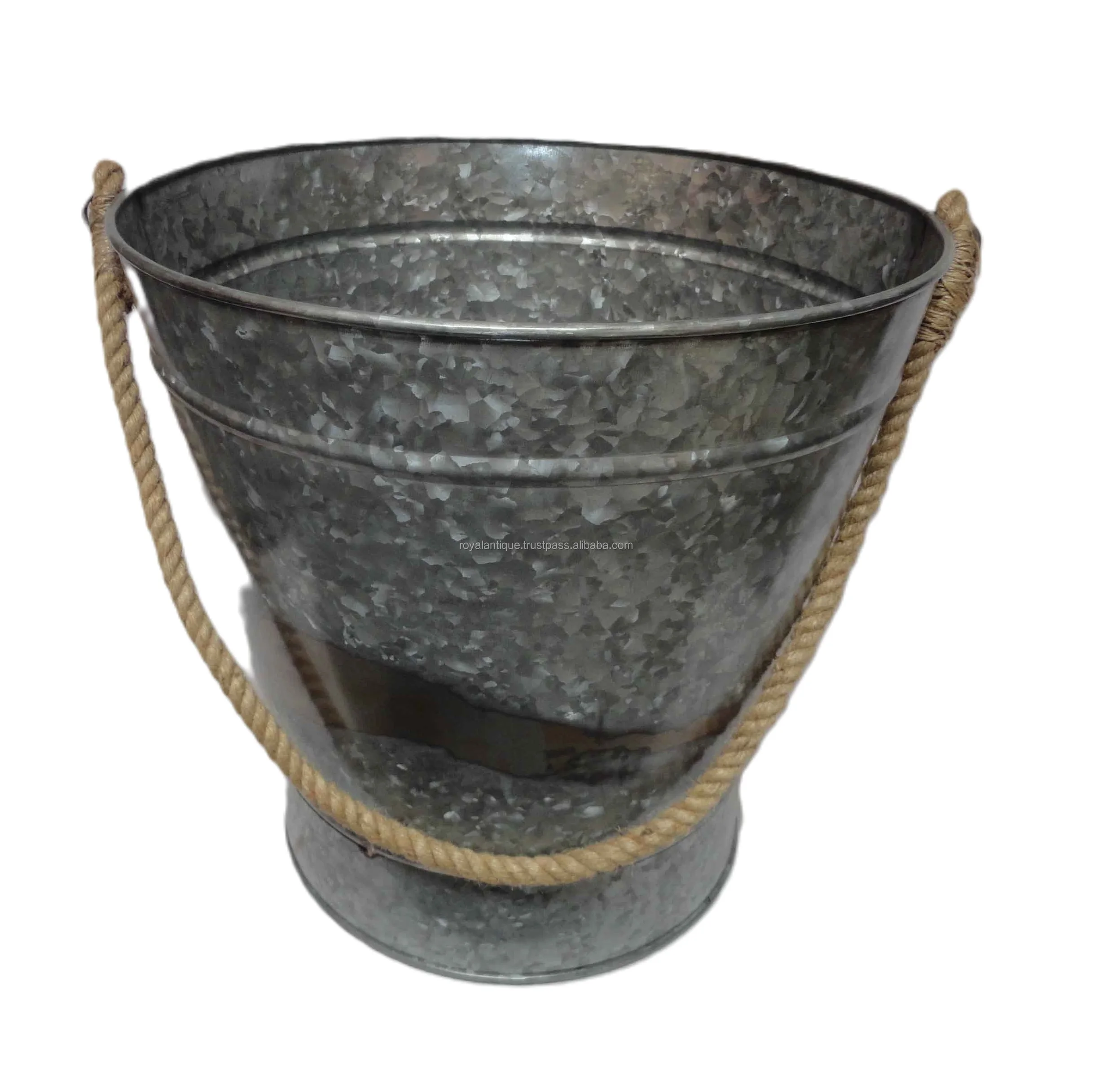 Indian Craft Metal Bucket For Laundry & Gardening Bucket Round Shape Grey Color With Handle  At Best Rate By Indian Supplier