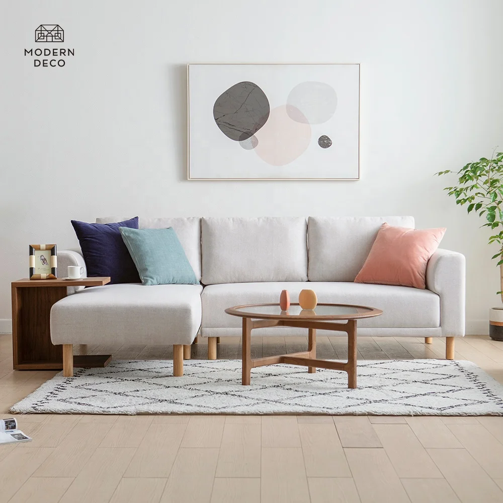 Sofa Furniture Factory Direct Manufactures nordic L shape beige sectional sofa set