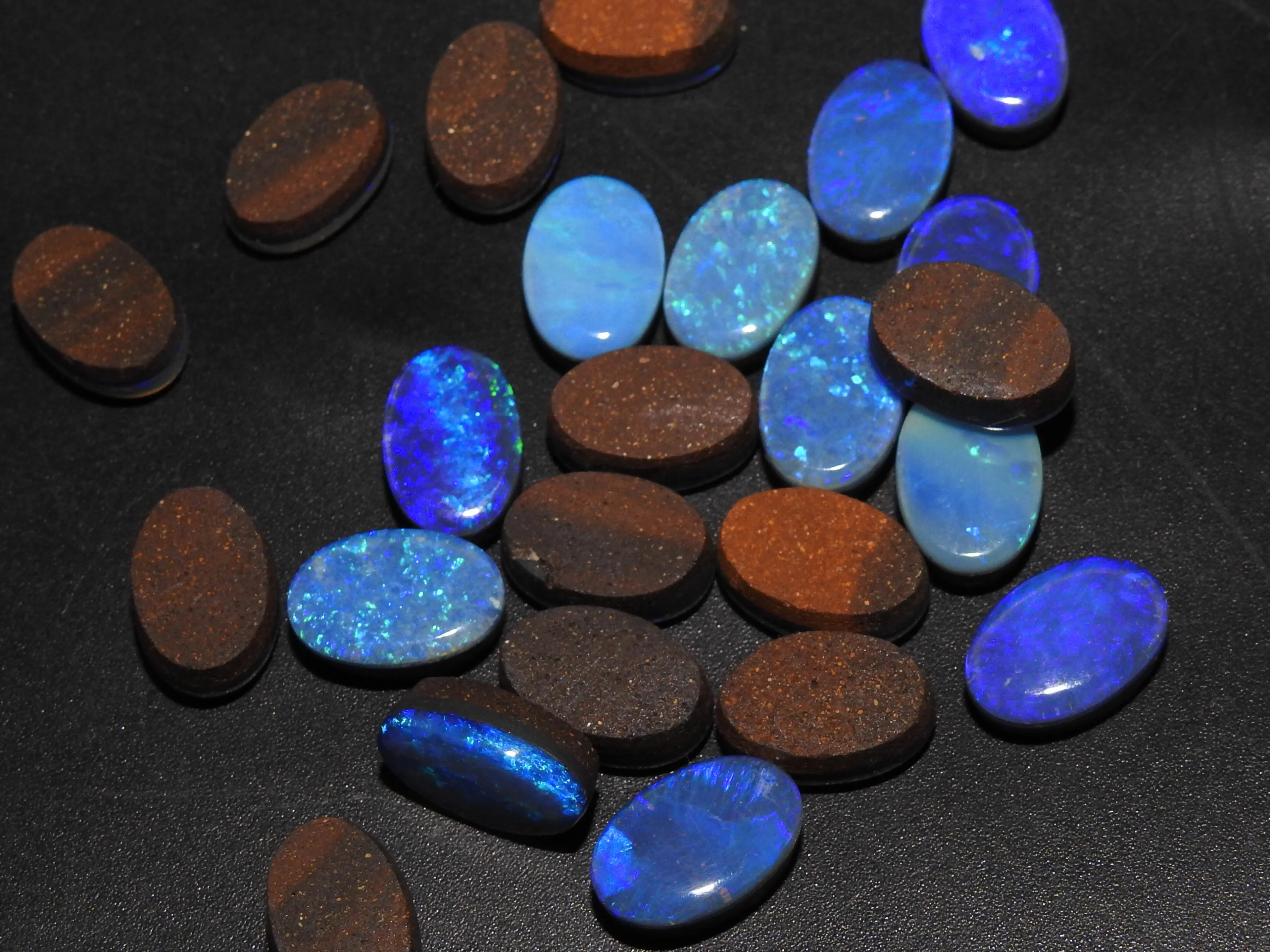 Australian Opal Doublet Multi Fire Smooth Fancy Oval Shape Cabochon Loose Gemstone For Making Jewelry
