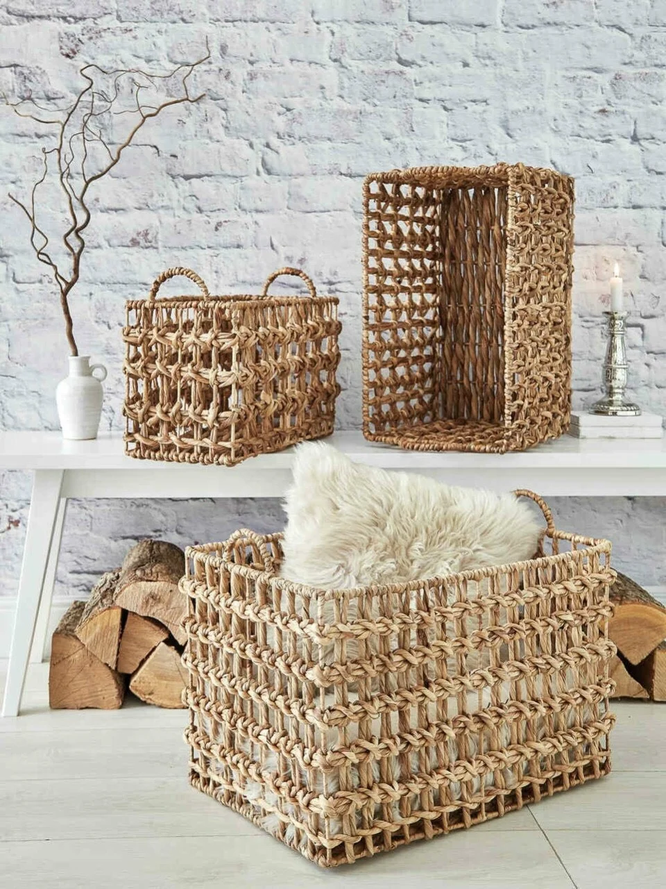 Wholesale woven fruit and vegetable hamper organizer storage water hyacinth baskets of as a basket homme gift bathroom set