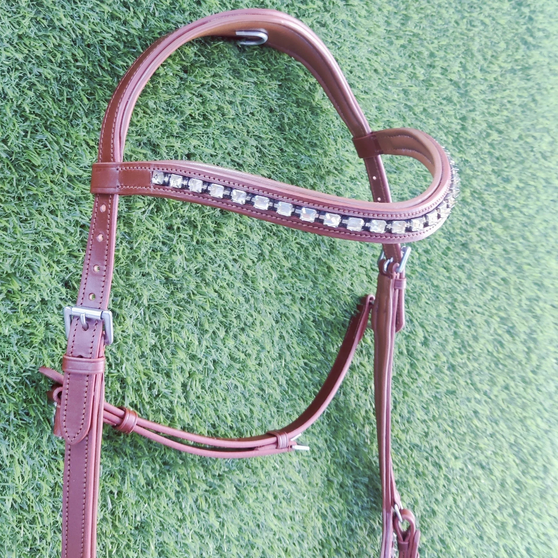 Кожаная Конская уздечка коньяк цветная micklem с пустой цепочкой 8 мм кожа для верховой езды