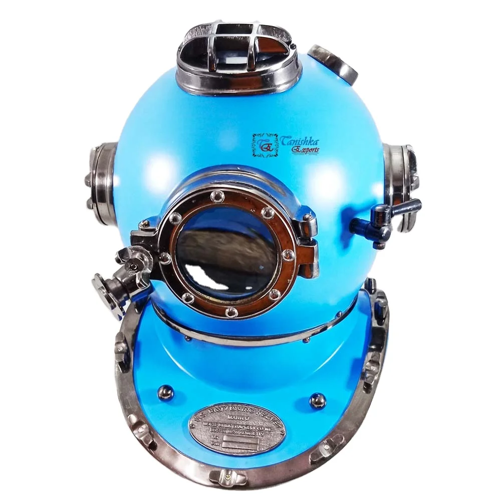 Collectibles U.S Navy Mark V Scuba divers Diving Helmet Nautical Vintage Marine deep sea Blue divers diving helmet