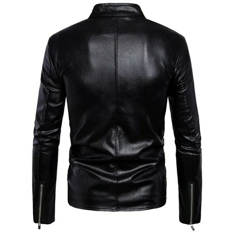 Wholesale Long Sleeve Black Motorcycle Mens Real Splicing Genuine Leather Jacket Mens