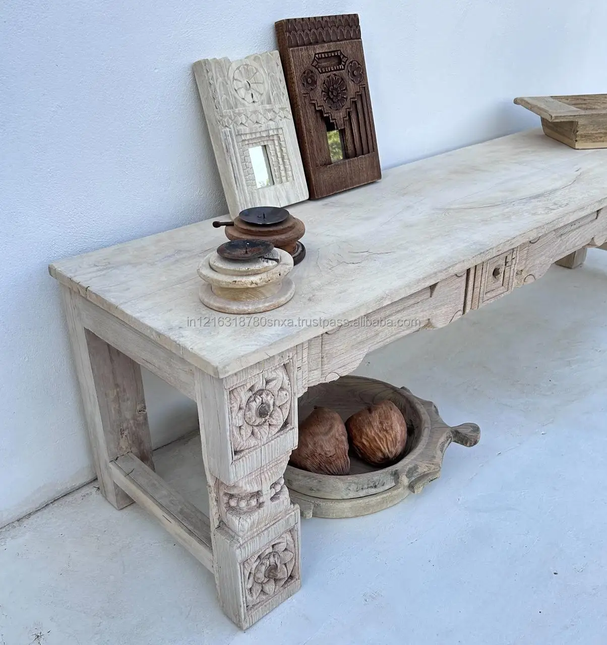 Wholesale Antique Vintage Reclaimed Wood Handmade Carved Bench Indian Style Patio Benches Best Quality Bleach Old Wooden Bench