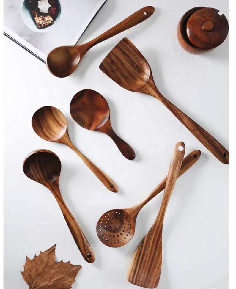 Natural And Hot Selling Wooden Spoons For Cooking WholeSale Complete Set