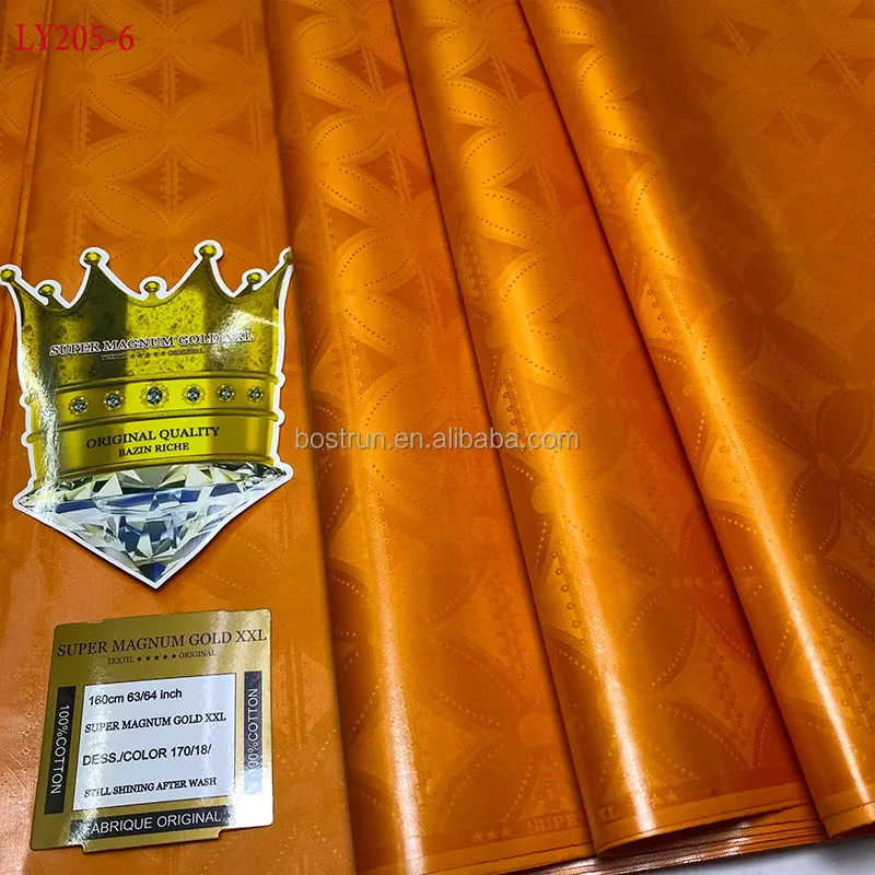 LY205  Original Bazin Riche Fabric Austria Quality Jacquard Guinea Brocade Fabric Cotton Damask Shadda Perfume 5 Meters