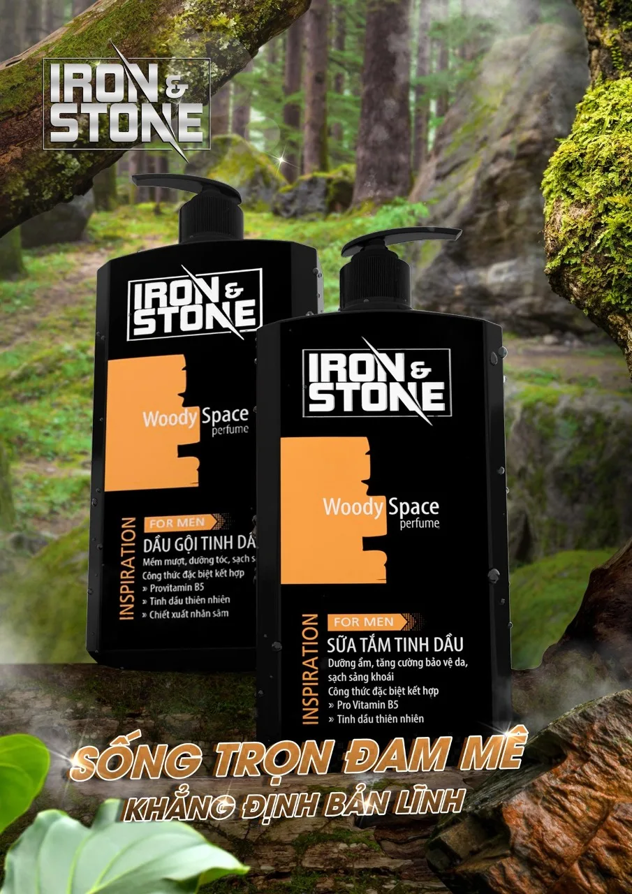 IRON & STONE - ESSENTIAL OIL SHAMPOO GEL | CLEAN AND SMOOTH HAIR WITH PROVITAMIN B5 | HIGH-END PERFUME