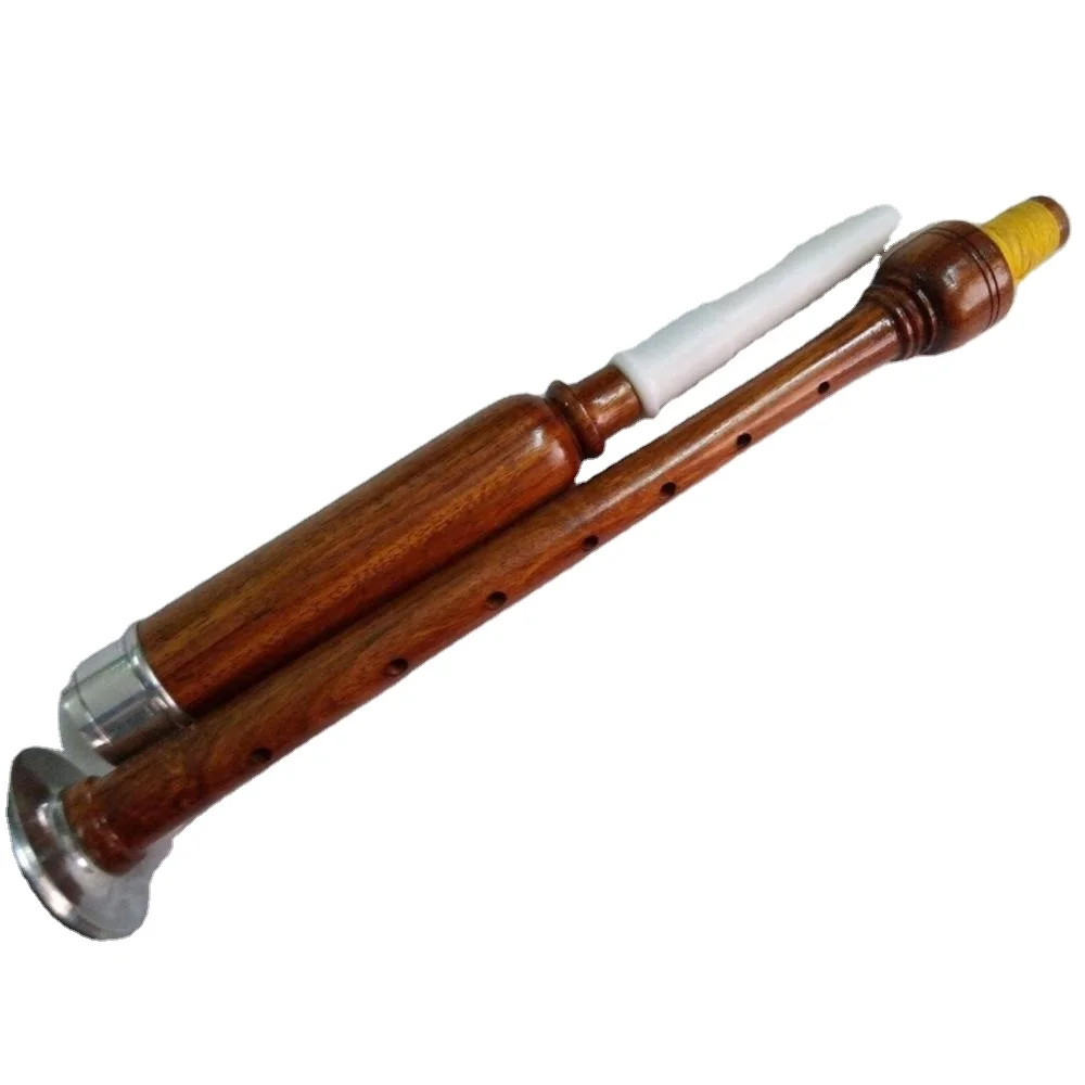 HIGHLAND BAGPIPE PRACTICE CHANTER ROSE WOOD NATURAL SILVER AMOUNT  CHANTER PIPE BAND UNIFORM WOOD PLASTIC REED CHANTER