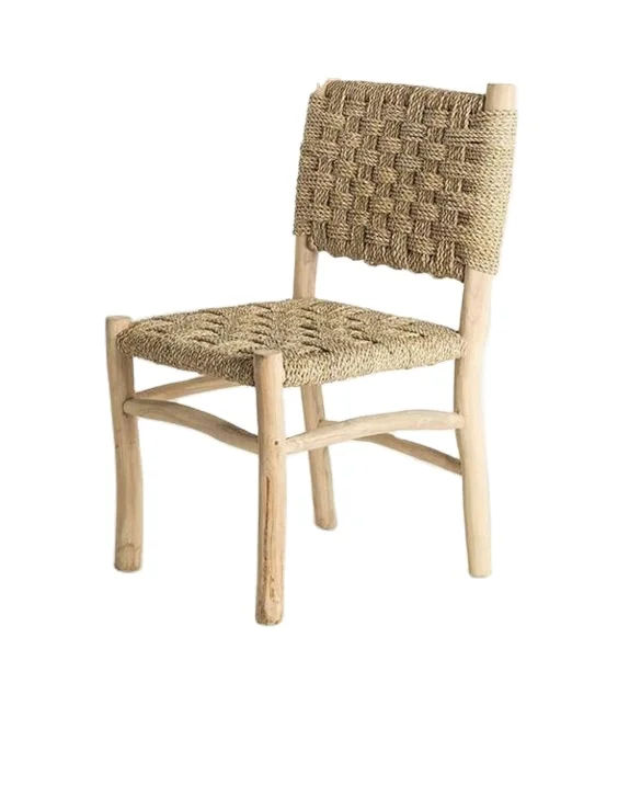 Wholesaler High quality best selling eco friendly nice Wooden Dining stool with seagrass backrest from Viet Nam
