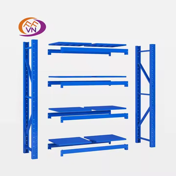 Регулируемые 4-слойные стальные складские стеллажи 200 фунтов на слой Многоуровневое грузовое складское оборудование легкая средняя грузоподъемность