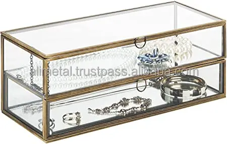 High Quality Customisable Metal and Glass Jewellery Gift Box Glass Mirrored Shadow Display for Decoration