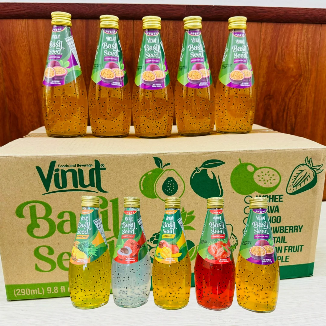 Free Sample & Private Label 290ml Strawberry Chia Seed Drink - VINUT Vietnam, Sugar-Free, Factory Pricing Available