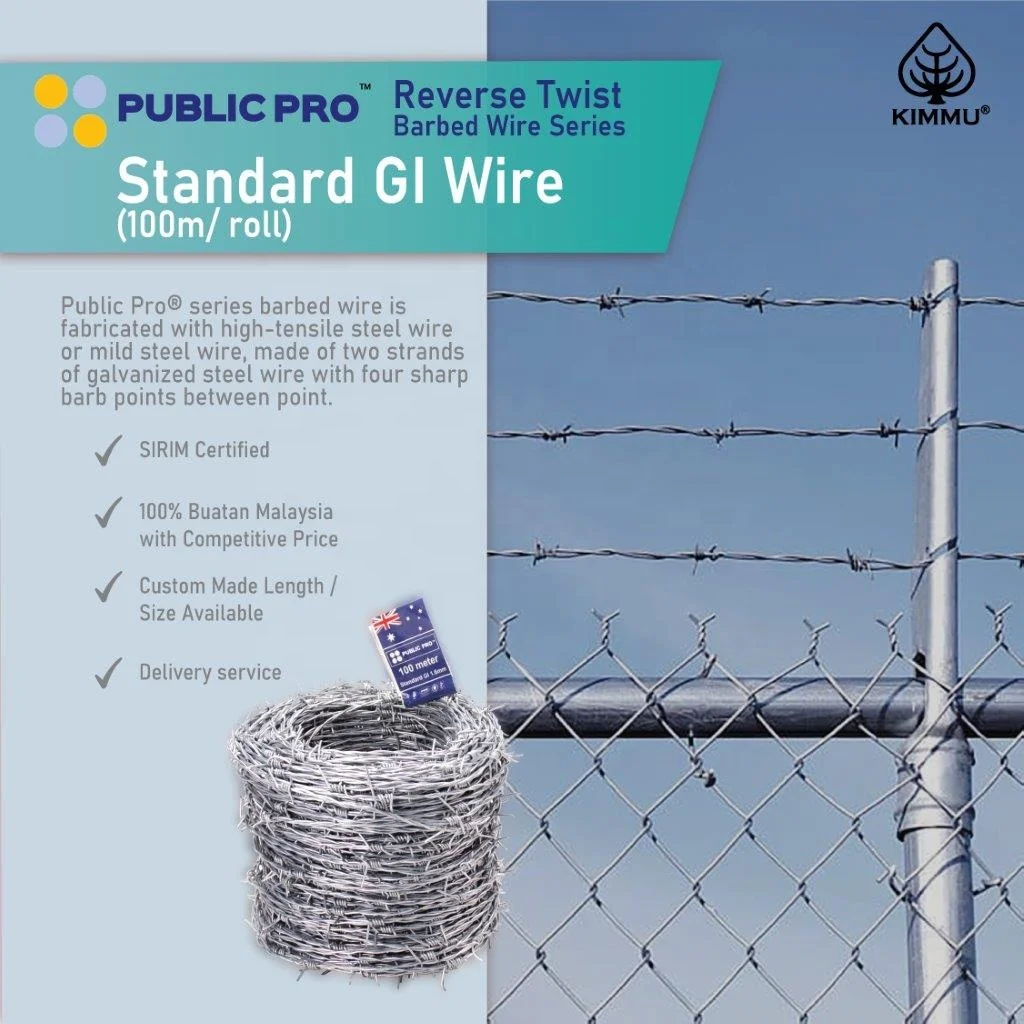 Factory Direct Good Price Standard Galvanized Reverse Twist Barbed Wire 1.6mm x 100 meter