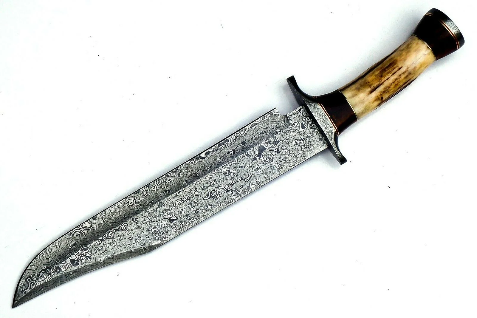 Custom Hammer Forged Damascus Steel Bowie Knife