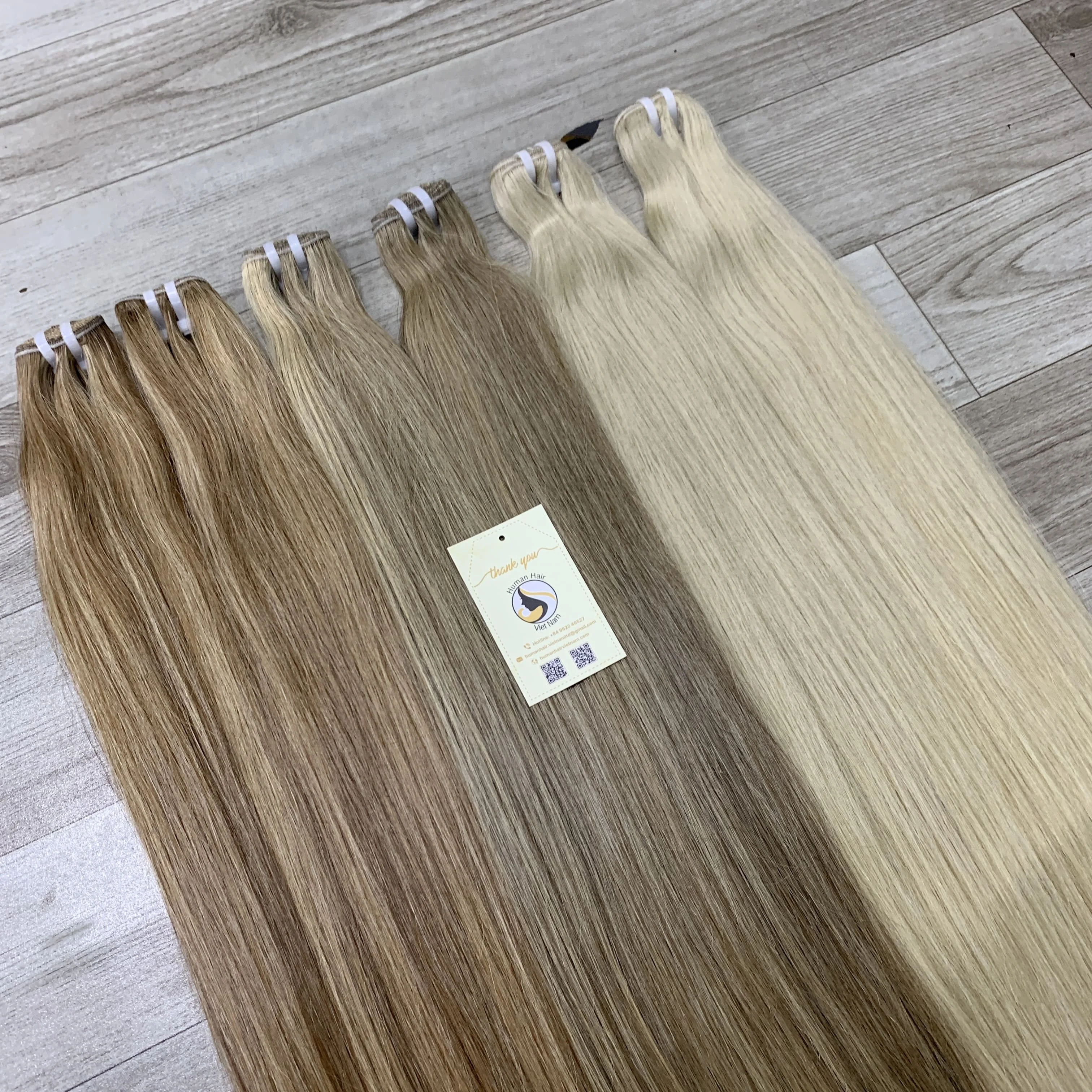 New Arrival Wholesale Piano and Ash Highlight Long Blonde Vietnamese Weft Human Hair Extensions