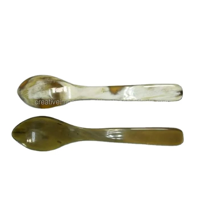  Индийская ручная работа лучшее качество сервировочная ложка из рога буйвола салатная набор в наличии