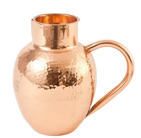 Best Selling Pure Copper Water Pitcher Hammered Tabletop Watering Jug Pouring for Daily Life Usage