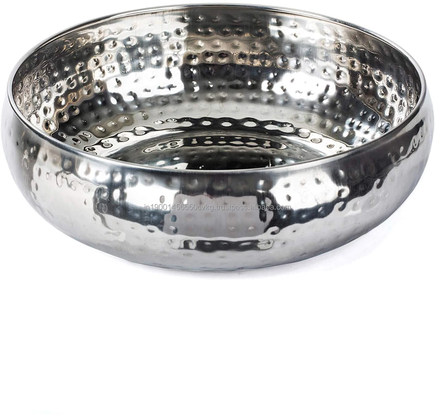 Salad Bowl and Serving Utensils Hammered Detailing Stainless Steel Luxurious Serving Bow