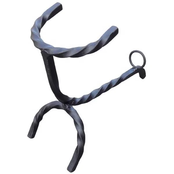 Premium High Quality Wholesale Drinking Horn Stand Hand Forged Iron Black Mead Beer Horn Twisted Display Holder Customize Sizes