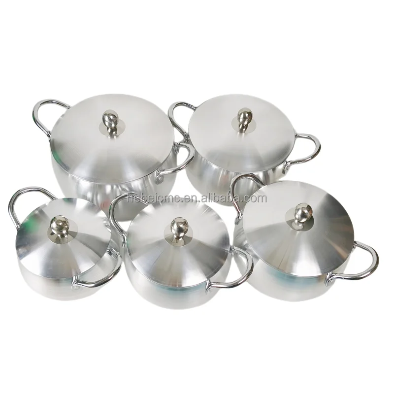 Hot Selling 5pcs 16 18 20 22 24 cm Aluminum Cookware Cooking Pot Set With Belly Lid
