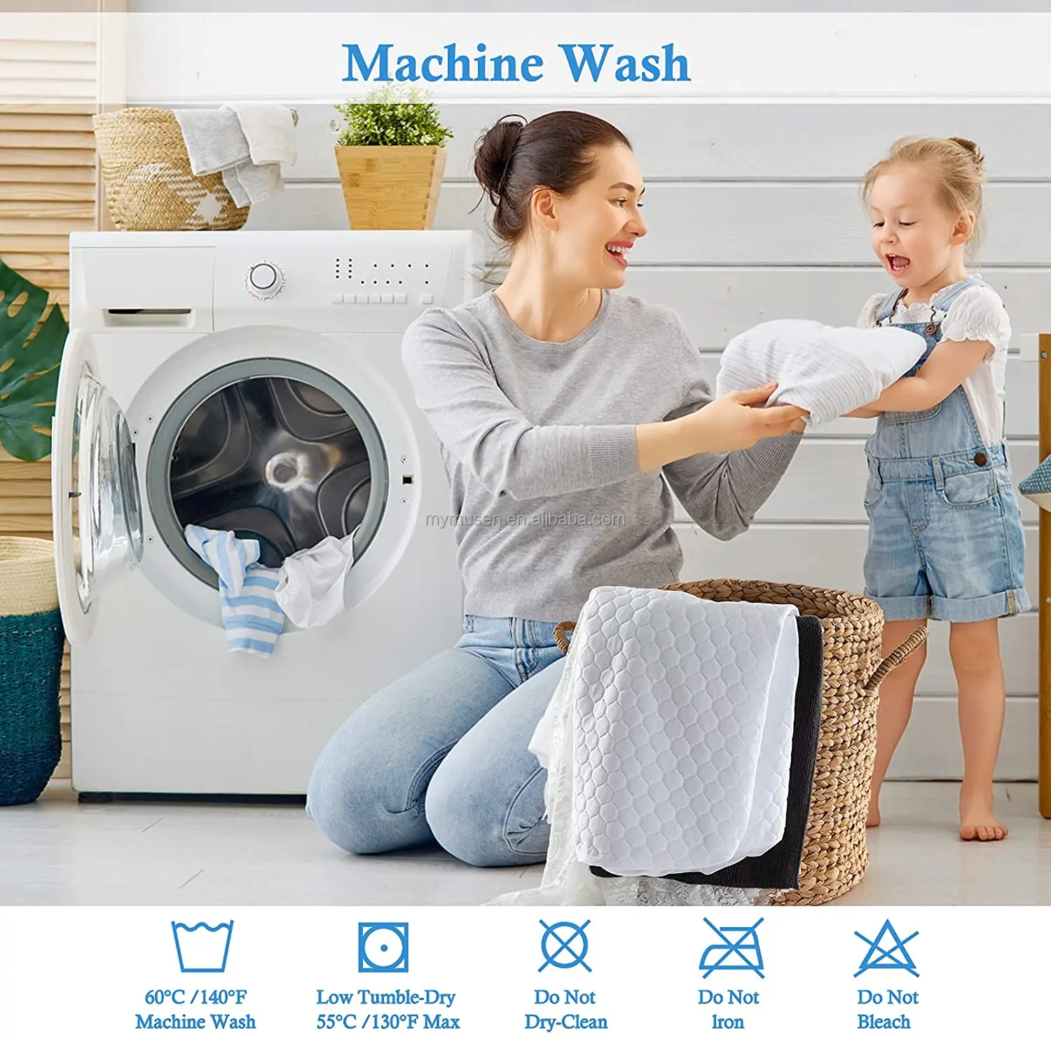 Premium Cooling Waterproof Queen Size Mattress Protector Mattress Pad Cover Fitted Sheet Breathable