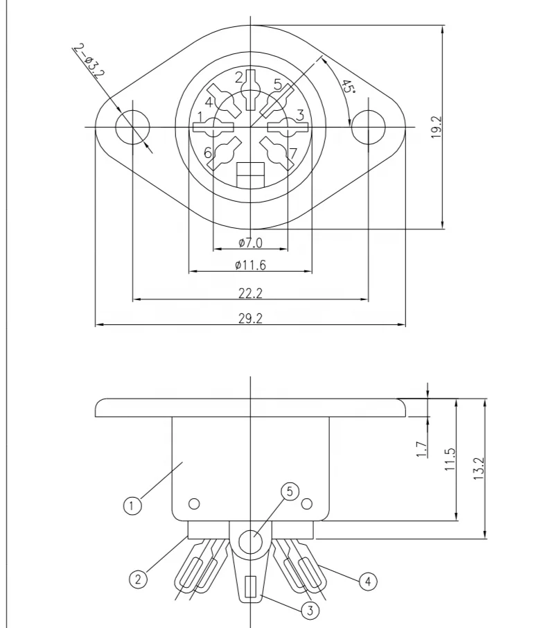 7-контактный разъем разъемы металлическая крышка с припоем под пайку Электрический