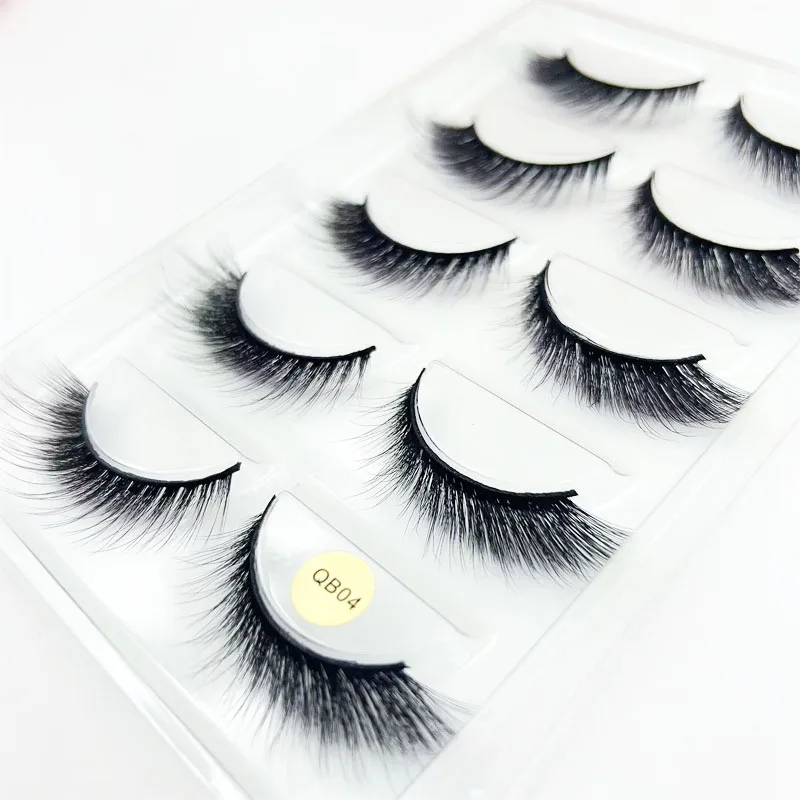 Private Label Cat Eye Lashes Dramatic Fake Eyelashes 5pair Faux Mink Fox Eyelash with Luxury pink Box