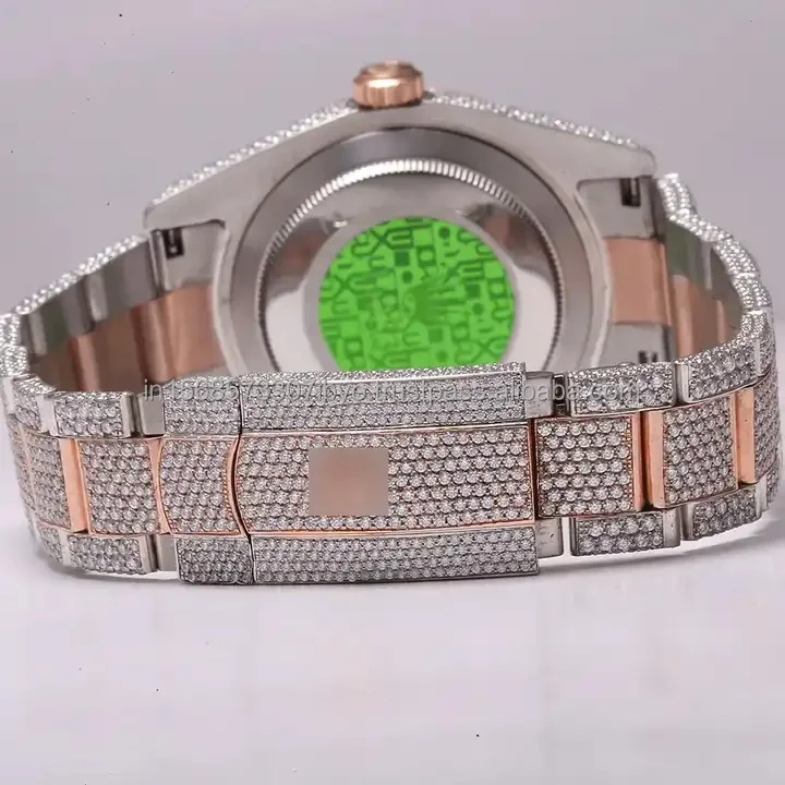 Hip Hop Bussdown Dial Men and women Luxury Iced Out Watch Hand Made Setting VVS Moissanite two tone rose gold Luxury watch