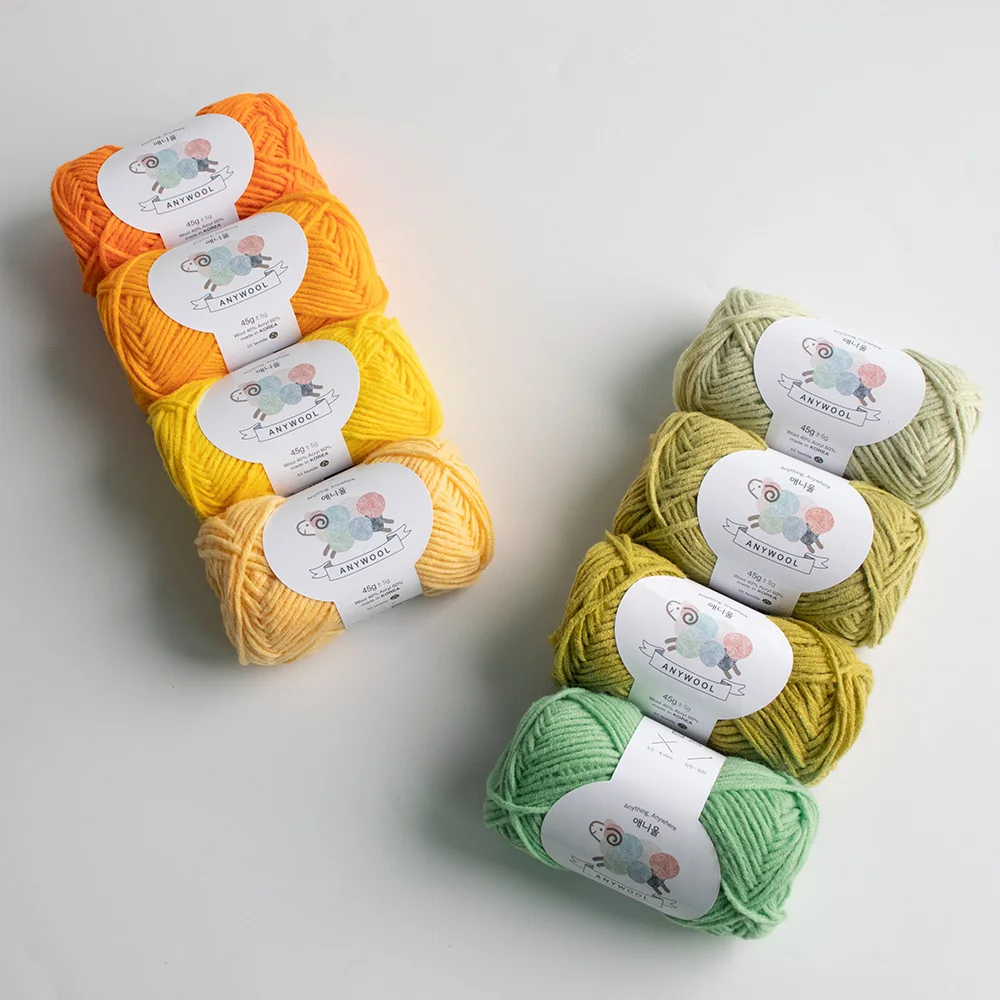 Anywool (45 г) мягкая хлопковая Пастельная пряжа для вязания крючком из южнокорейского высококачественного хлопка