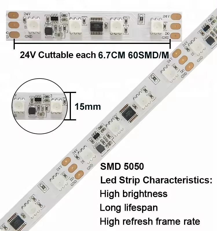 Dream Color 24V 60LEDS/M 5050SMD UCS9812 Led Strip Light