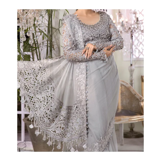 High Quality Embroidered Organza Sari Available For Women Party Wear In Bulk On Best Wholesale Price