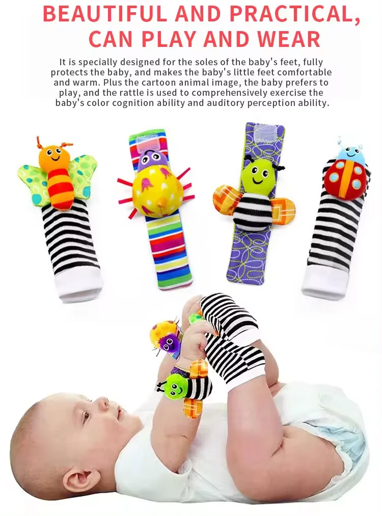Hot sale 2024  Popular Animal Children Infant Newborn Toy Plush Wrist Rattle Baby Foot Socks From Vietnam