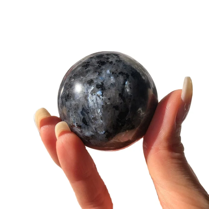 Natural Polished Larvakite Full Flashy Crystal Spheres Agate Sphere For Healing and Decoration